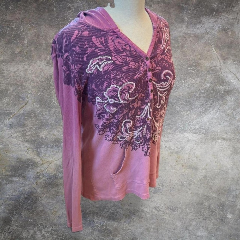 Style & Co. Sport Lightweight Pink Hooded Sweatshirt Womens Large Whimsygoth Y2K